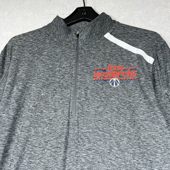 Fanatics Washington Wizard Mens Size Medium Gray Half Zip Sweatshirt Long Sleeve - Picture 2 of 12